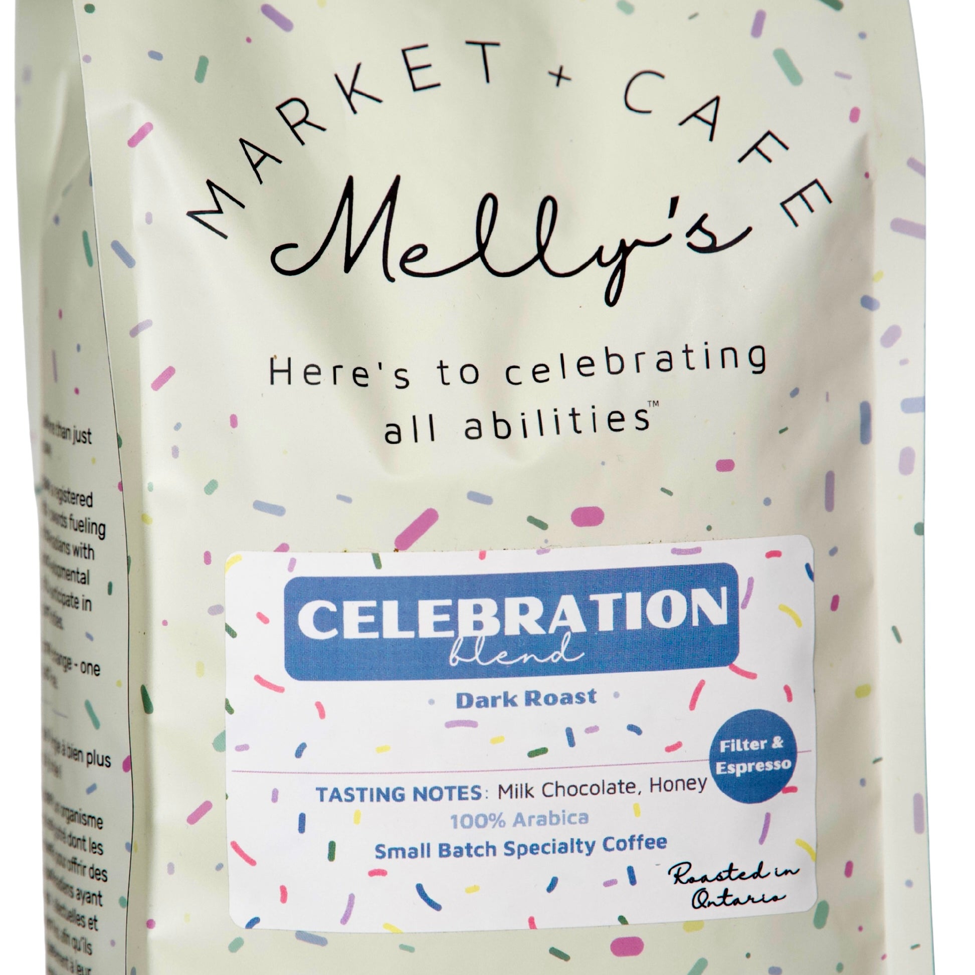 Melly's Celebration Blend Dark Roast Coffee 2lb bag - whole bean specialty coffee roasted in Ontario