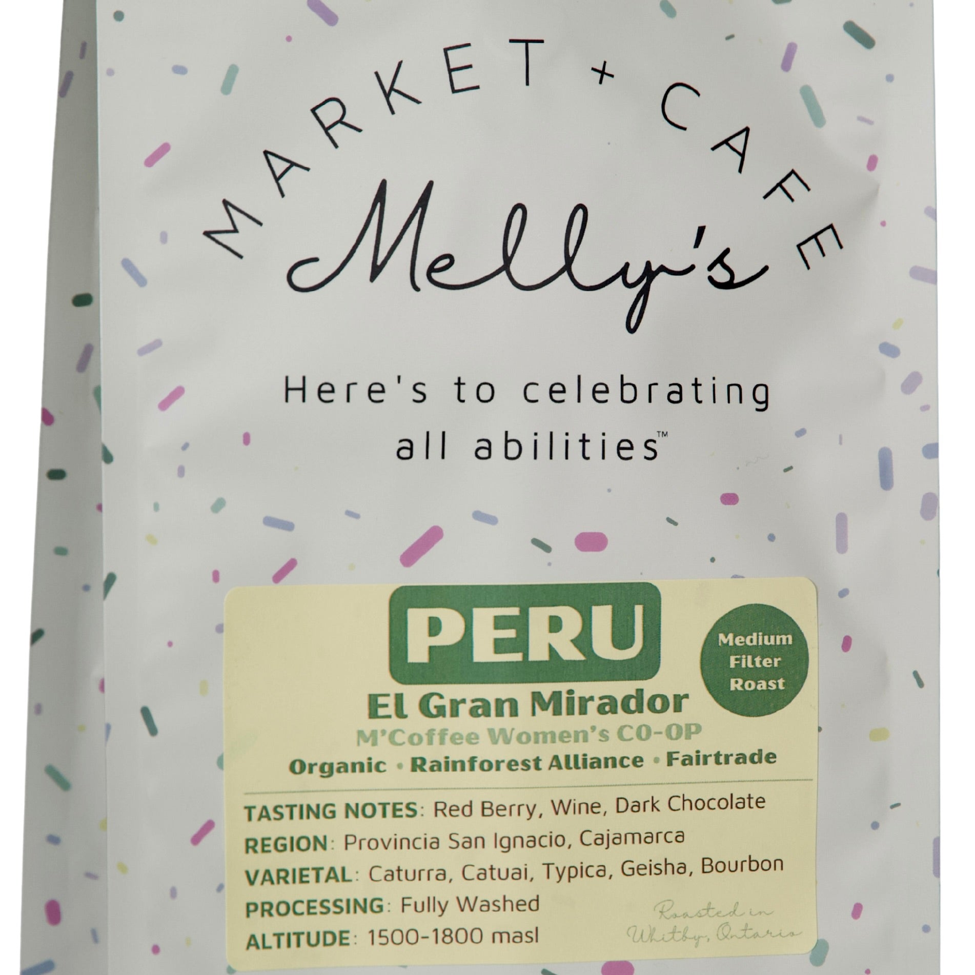 Melly's Organic Peru Medium Roast Coffee 2lb bag - El Gran Mirador, whole bean specialty coffee roasted in Ontario